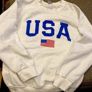 Pink Lily USA sweatshirt. Perfect for the 4th of July.